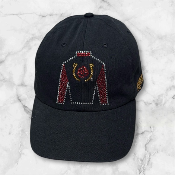 Kentucky Derby 146 Black Cap with Embellished Design one size adjustable - Picture 1 of 6
